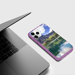 Чехол iPhone 11 Pro матовый Прозрачное горное озеро, цвет: 3D-фиолетовый — фото 2