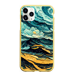 Чехол iPhone 11 Pro матовый Пейзаж в стиле Ван Гога, цвет: 3D-желтый