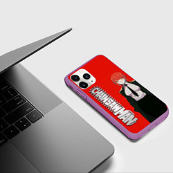 Чехол iPhone 11 Pro матовый Макима детектив - Человек-бензопила, цвет: 3D-фиолетовый — фото 2