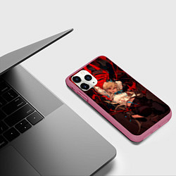 Чехол iPhone 11 Pro матовый Паэур - Человек-бензопила, цвет: 3D-малиновый — фото 2
