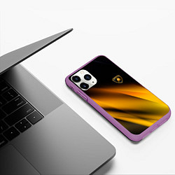 Чехол iPhone 11 Pro матовый Ламборгини - желтая абстракция, цвет: 3D-фиолетовый — фото 2