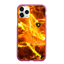 Чехол iPhone 11 Pro матовый Lamborghini - яркие молнии