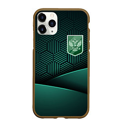 Чехол iPhone 11 Pro матовый Зеленый герб России, цвет: 3D-коричневый