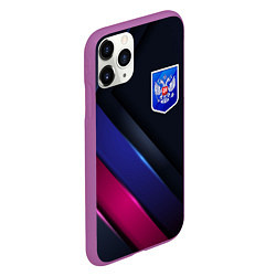 Чехол iPhone 11 Pro матовый Dark Герб России, цвет: 3D-фиолетовый — фото 2