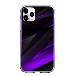 Чехол iPhone 11 Pro матовый Черно-фиолетовая геометрическая абстракция, цвет: 3D-светло-сиреневый