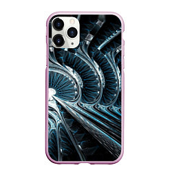 Чехол iPhone 11 Pro матовый Кибернетический абстрактный тоннель, цвет: 3D-розовый