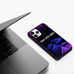 Чехол iPhone 11 Pro матовый Nine Inch Nails neon monstera, цвет: 3D-черный — фото 2