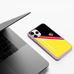 Чехол iPhone 11 Pro матовый Porsche - полосы, цвет: 3D-розовый — фото 2