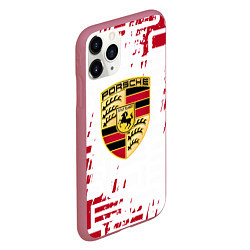 Чехол iPhone 11 Pro матовый Porsche - паттерн, цвет: 3D-малиновый — фото 2