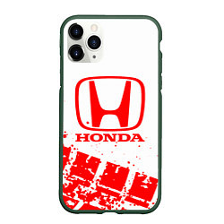 Чехол iPhone 11 Pro матовый Honda - красный след шины, цвет: 3D-темно-зеленый