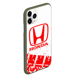 Чехол iPhone 11 Pro матовый Honda - красный след шины, цвет: 3D-темно-зеленый — фото 2