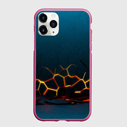 Чехол iPhone 11 Pro матовый Треснутые плиты геометрия, цвет: 3D-малиновый