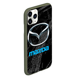 Чехол iPhone 11 Pro матовый Mazda - следы шин, цвет: 3D-темно-зеленый — фото 2