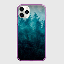 Чехол iPhone 11 Pro матовый Темный хвойный лес