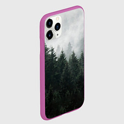 Чехол iPhone 11 Pro матовый Туманный хвойный лес, цвет: 3D-фиолетовый — фото 2