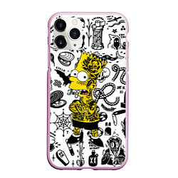 Чехол iPhone 11 Pro матовый Барт Симпсон весь в татухах - Hype, цвет: 3D-розовый
