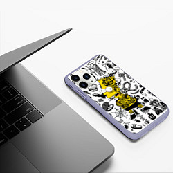 Чехол iPhone 11 Pro матовый Барт Симпсон весь в татухах - Hype, цвет: 3D-светло-сиреневый — фото 2