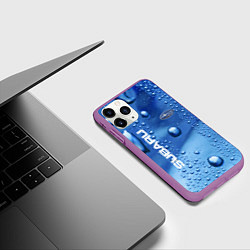 Чехол iPhone 11 Pro матовый Subaru - капли, цвет: 3D-фиолетовый — фото 2