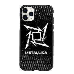 Чехол iPhone 11 Pro матовый Metallica с потертостями на темном фоне