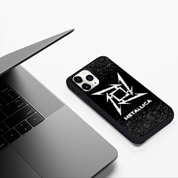 Чехол iPhone 11 Pro матовый Metallica с потертостями на темном фоне, цвет: 3D-черный — фото 2