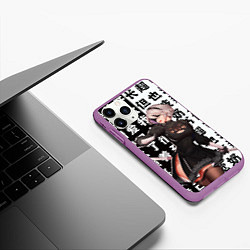 Чехол iPhone 11 Pro матовый 2B с катаной Nier Automata, цвет: 3D-фиолетовый — фото 2