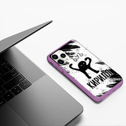 Чехол iPhone 11 Pro матовый Кот ъуъ Кирилл, цвет: 3D-фиолетовый — фото 2