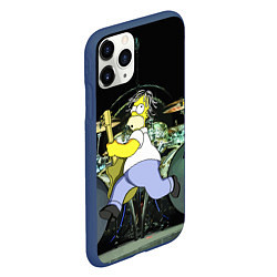 Чехол iPhone 11 Pro матовый Гомер Симпсон - рок гитарист, цвет: 3D-тёмно-синий — фото 2