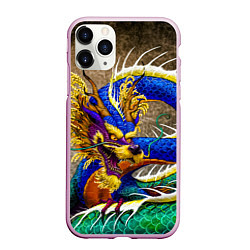 Чехол iPhone 11 Pro матовый Разноцветный Японский Дракон, цвет: 3D-розовый