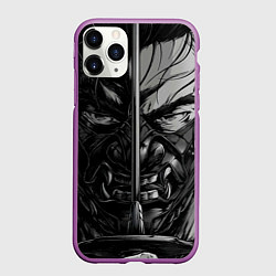 Чехол iPhone 11 Pro матовый Дзин и его катана, цвет: 3D-фиолетовый
