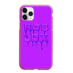 Чехол iPhone 11 Pro матовый Roblox red - Роблокс лого с подтеками