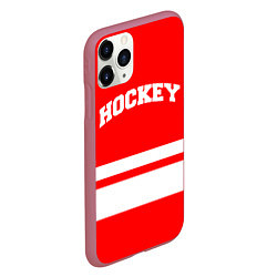 Чехол iPhone 11 Pro матовый Hockey - две волосы, цвет: 3D-малиновый — фото 2