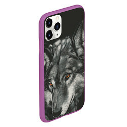 Чехол iPhone 11 Pro матовый Серый мудрый волк, цвет: 3D-фиолетовый — фото 2