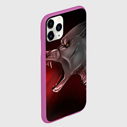 Чехол iPhone 11 Pro матовый Арт злой волк, цвет: 3D-фиолетовый — фото 2