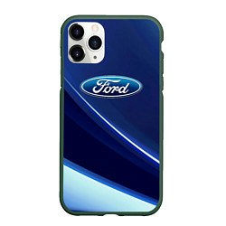 Чехол iPhone 11 Pro матовый Ford - абстракция, цвет: 3D-темно-зеленый