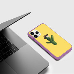 Чехол iPhone 11 Pro матовый Кактус с шляпой, цвет: 3D-фиолетовый — фото 2