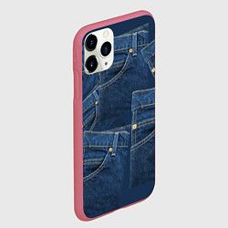 Чехол iPhone 11 Pro матовый Джинсовка jeans, цвет: 3D-малиновый — фото 2