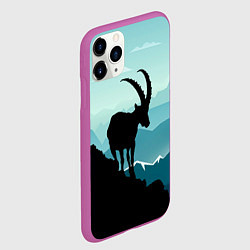 Чехол iPhone 11 Pro матовый Горный козел и горы, цвет: 3D-фиолетовый — фото 2