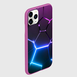 Чехол iPhone 11 Pro матовый Фиолетовый градиент - неоновые геометрические плит, цвет: 3D-фиолетовый — фото 2