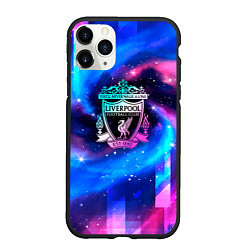 Чехол iPhone 11 Pro матовый Liverpool неоновый космос, цвет: 3D-черный