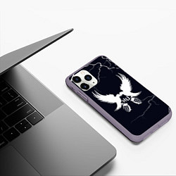 Чехол iPhone 11 Pro матовый Hollywood Undead - молнии, цвет: 3D-серый — фото 2