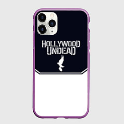 Чехол iPhone 11 Pro матовый Hollywood Undead краска, цвет: 3D-фиолетовый