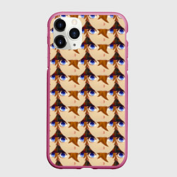 Чехол iPhone 11 Pro матовый Тарталья лицо МЕМ Genshin Impact, цвет: 3D-малиновый