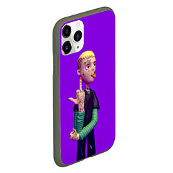Чехол iPhone 11 Pro матовый Lil Peep На Фиолетовом Фоне, цвет: 3D-темно-зеленый — фото 2