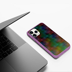 Чехол iPhone 11 Pro матовый Неоновый сетчатый узор, цвет: 3D-фиолетовый — фото 2
