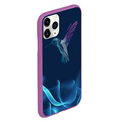 Чехол iPhone 11 Pro матовый Колибри в полете, цвет: 3D-фиолетовый — фото 2