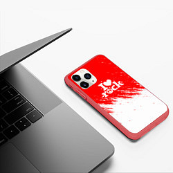 Чехол iPhone 11 Pro матовый I love rock - краска, цвет: 3D-красный — фото 2