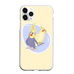 Чехол iPhone 11 Pro матовый Умные попугаи Корелла, цвет: 3D-белый