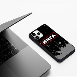 Чехол iPhone 11 Pro матовый Инга - в красной рамке на темном, цвет: 3D-черный — фото 2