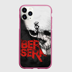 Чехол iPhone 11 Pro матовый Berserk - Череп с клеймом жертвы, цвет: 3D-малиновый