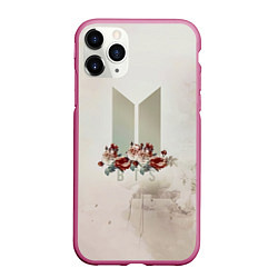 Чехол iPhone 11 Pro матовый BTS Logo And Flowers